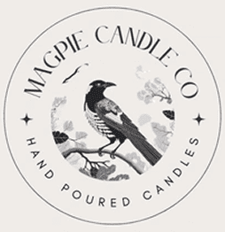 Magpie Candle Co. logo with bird illustration.