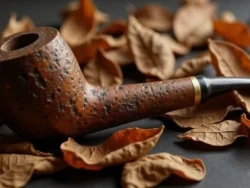 Rustic pipe surrounded by dried autumn leaves.